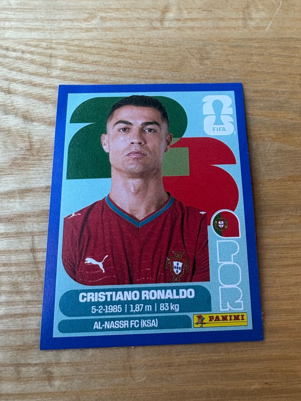 Panini FIFA World Cup 2026 Cristiano Ronaldo Sticker - Blue Boarder RARE
